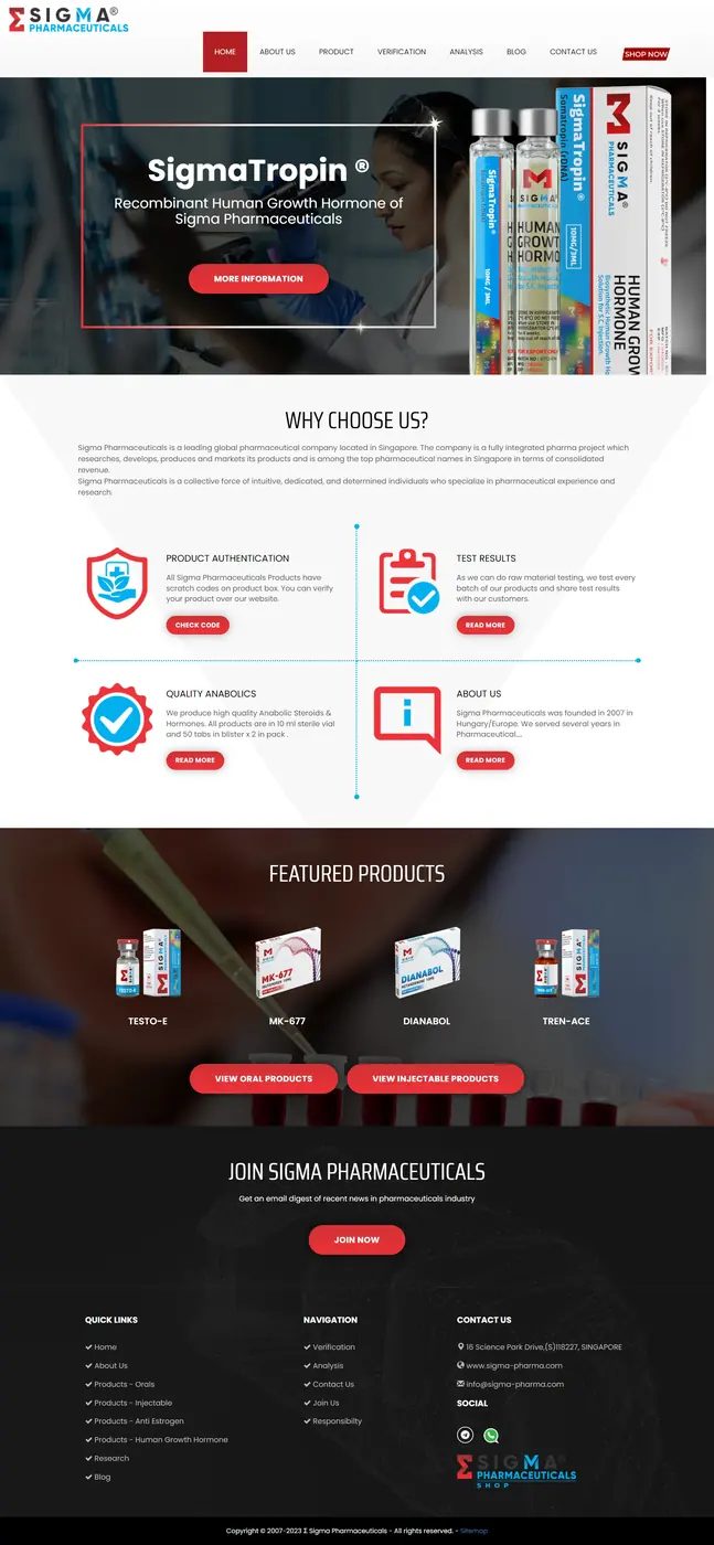 Sigma Pharmaceuticals website