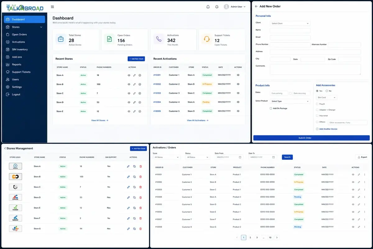TheTalkAbroad system dashboard